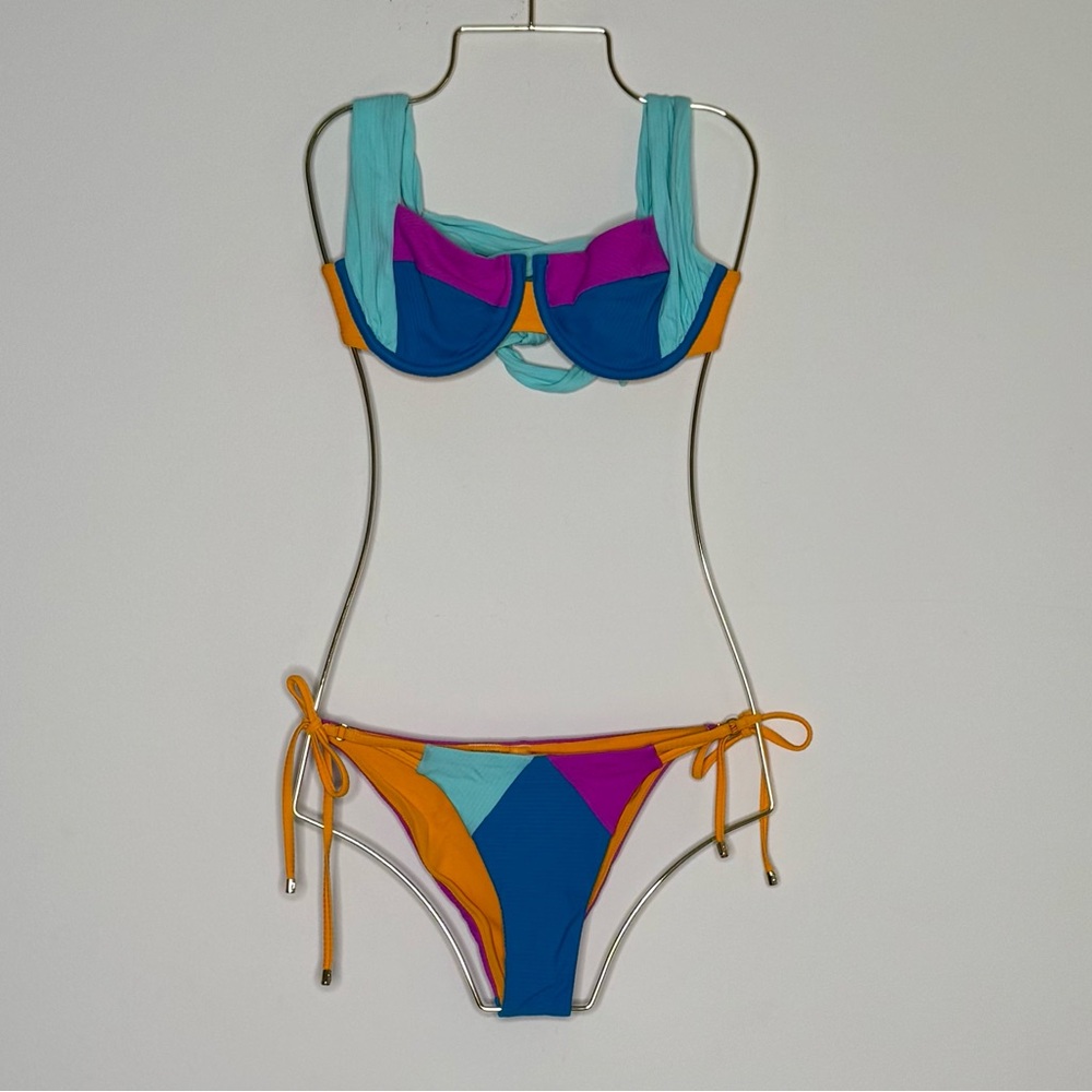 Beach Bunny - 2 pcs Karter Bralette Top & Piper Tie Side Bottom Set  - XS -New